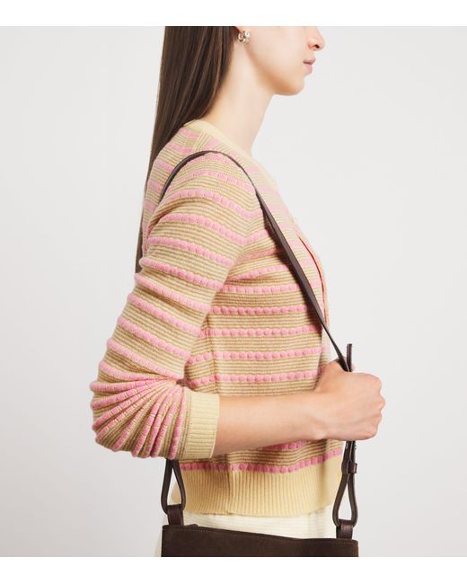 Guest In Residence Blue Cashmere Pebble Stripe Jane Cardigan