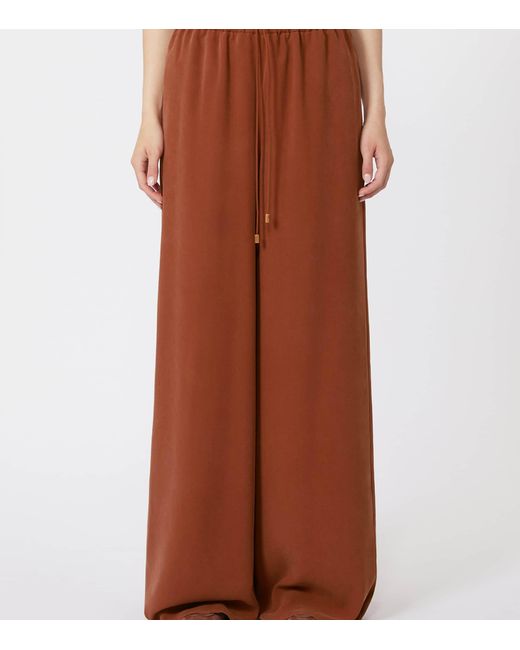 Max Mara Brown Silk Wide-Leg Trousers