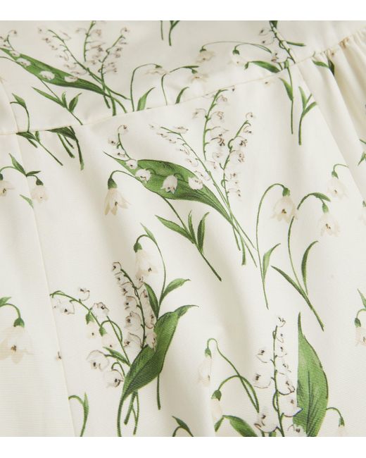 Carolina Herrera White Floral Print Midi Dress