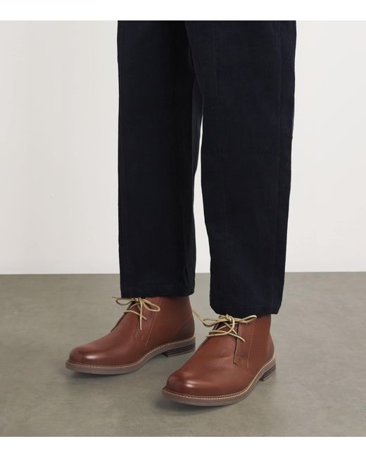 Barbour Brown Leather Readhead Chukka Boots for men
