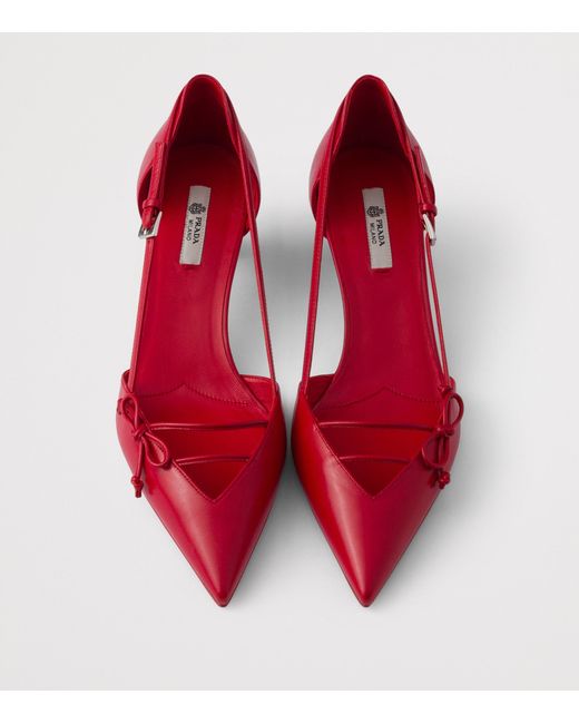 Prada Red Leather Open-Side Pumps 45