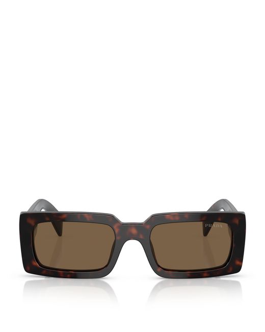 Prada Brown Acetate Pr A07S Rectangular Sunglasses