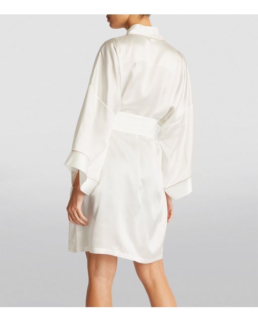 Olivia Von Halle White Silk Mimi Robe