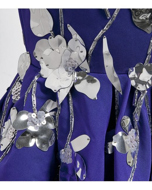 Pamella Roland Blue Embellished Strapless Gown