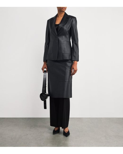 Joseph Black Leather Glenview Blazer