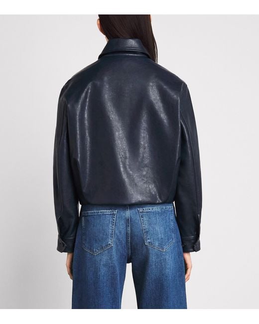 Rag & Bone Blue Faux Leather Krista Bomber Jacket