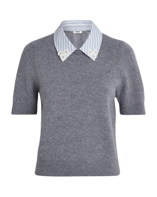 Sandro Gray Wool Detachable-Collar Sweater
