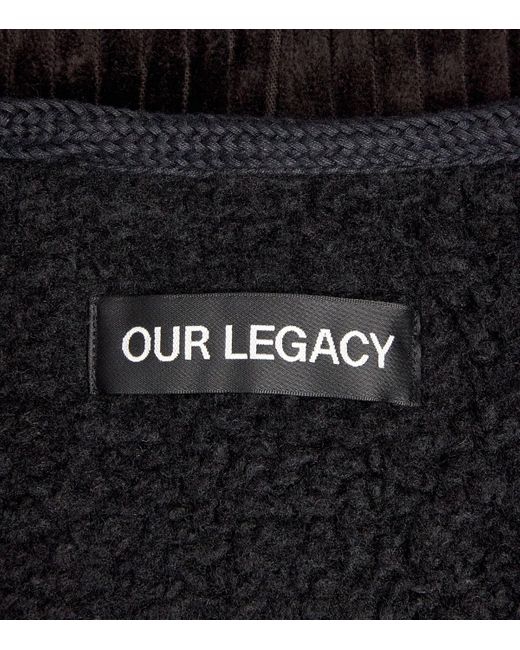 Our Legacy Black Corduroy Top Vest Zip-Up Gilet for men