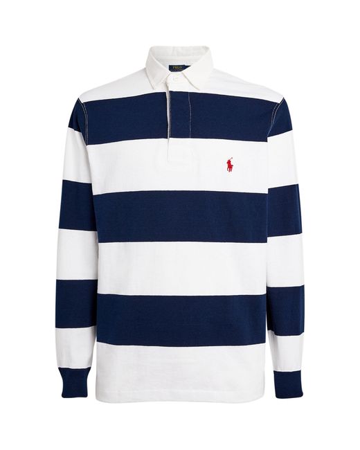 Polo Ralph Lauren Blue Classic Fit Striped Jersey Rugby Shirt for men