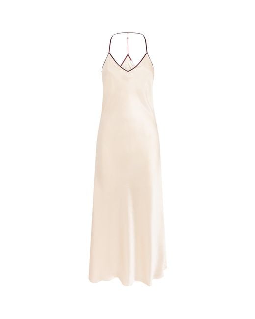 Olivia Von Halle White Silk Gala Slip Midi Dress