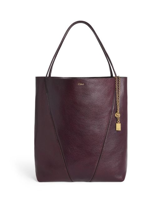 Chloé Purple Large Leather Spin Tote Bag