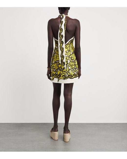 ALÉMAIS Yellow Hemp Printed Mona Mini Dress