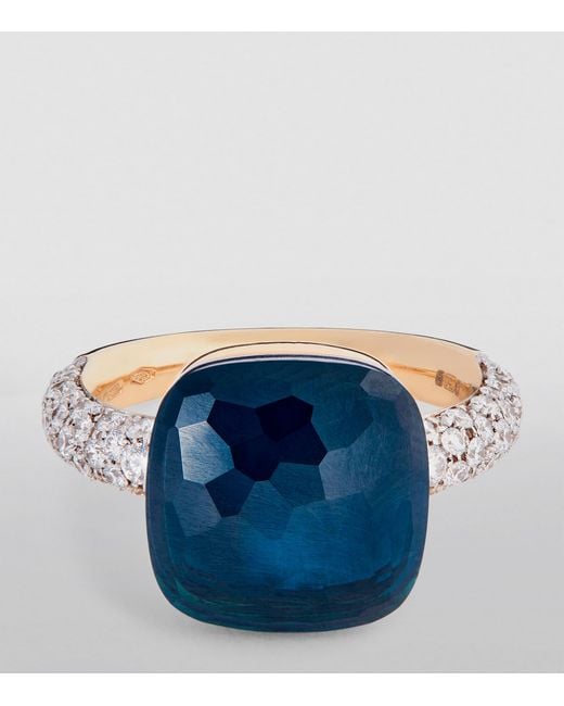 Pomellato Blue Diamond And London Topaz Nudo Ring
