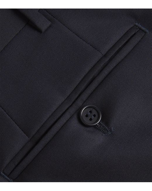 Canali Blue Wool Straight Trousers for men