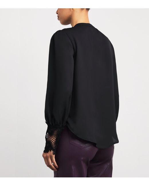 L'Agence Black Lace Trim Ava Blouse