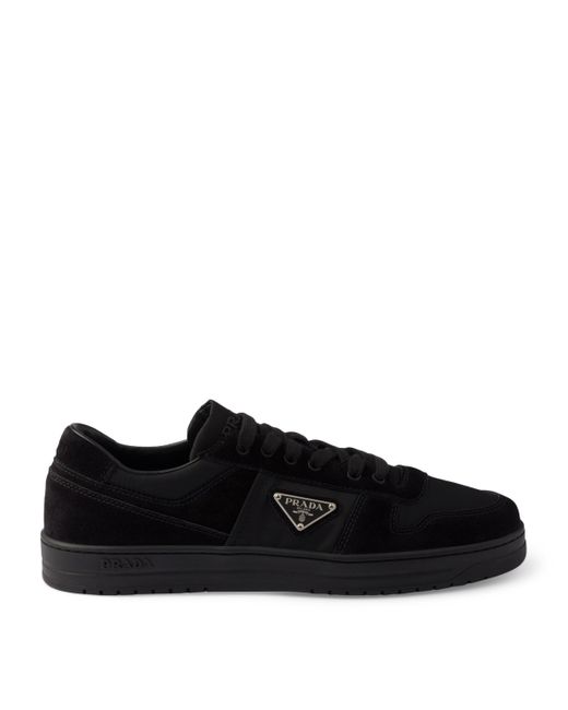 Prada Black Suede And Re-Nylon Downtown Sneakers for men