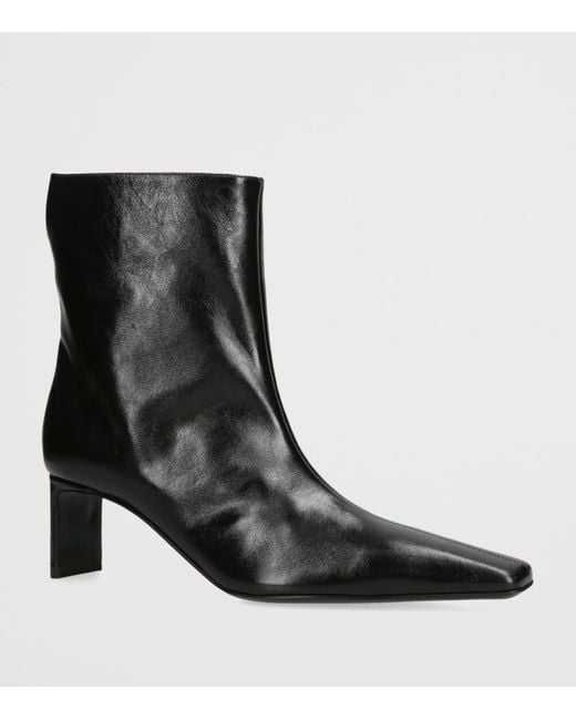 Khaite Black Leather Ona Ankle Boots 55