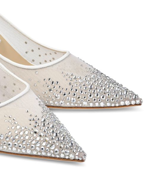 Jimmy Choo White Love 85 Embellished Pumps