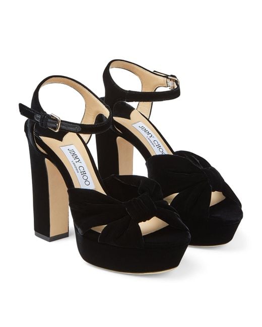 Jimmy Choo Black Heloise 120 Velvet Platform Sandals