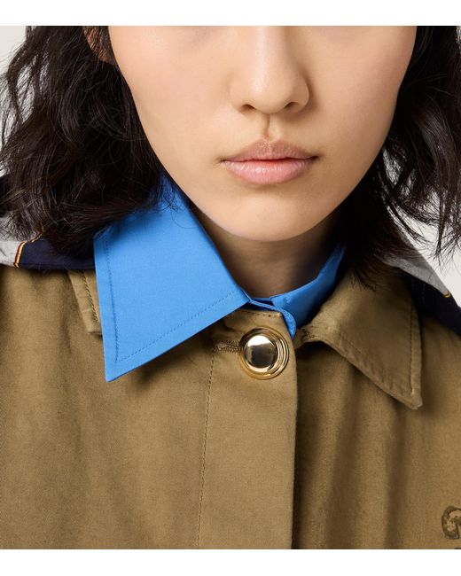 Miu Miu Natural Gabardine Hooded Trench Coat