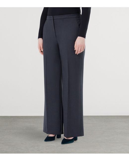 Marina Rinaldi Blue Virgin Wool Goloso Tailored Trousers