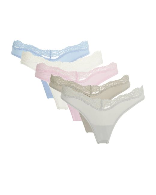 Skims White Fits Everybody Lace-trim Dipped Thongs (pack Of 5)