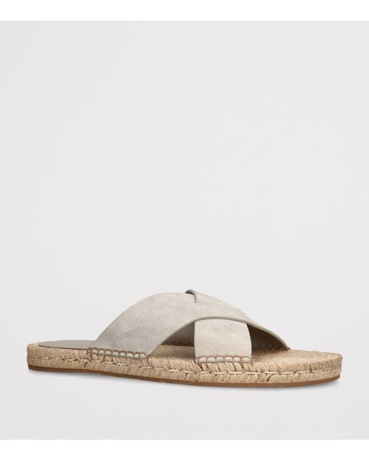 Zegna White Suede Espadrille Sandals for men