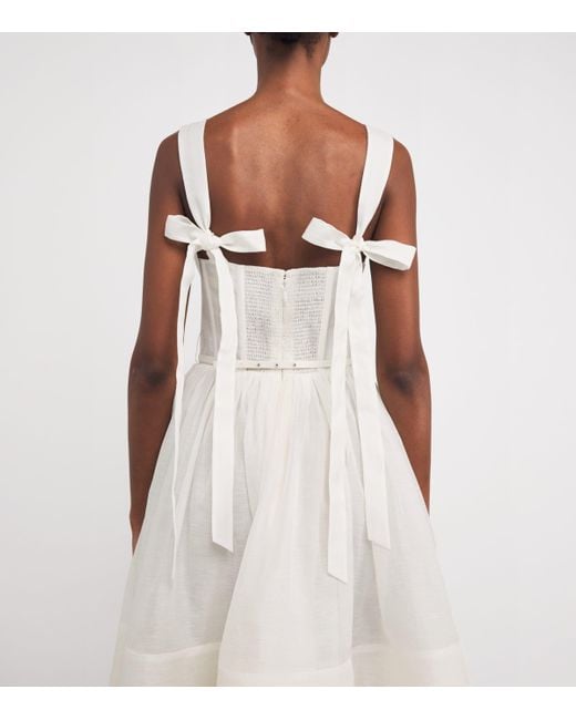 Zimmermann White Linen-Silk Corset Midi Dress