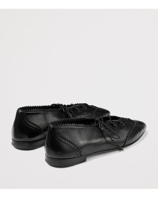 Jimmy Choo Black Margot Leather Lace-Up Flats