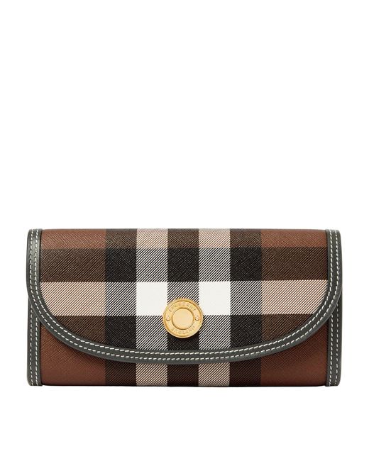 Burberry Brown Leather Check Continental Wallet