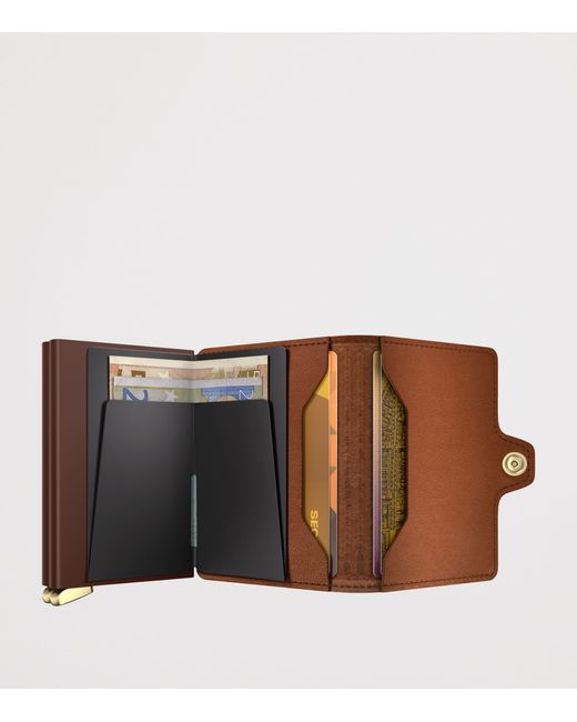 Secrid Brown Embossed Leather Lines Twinwallet for men