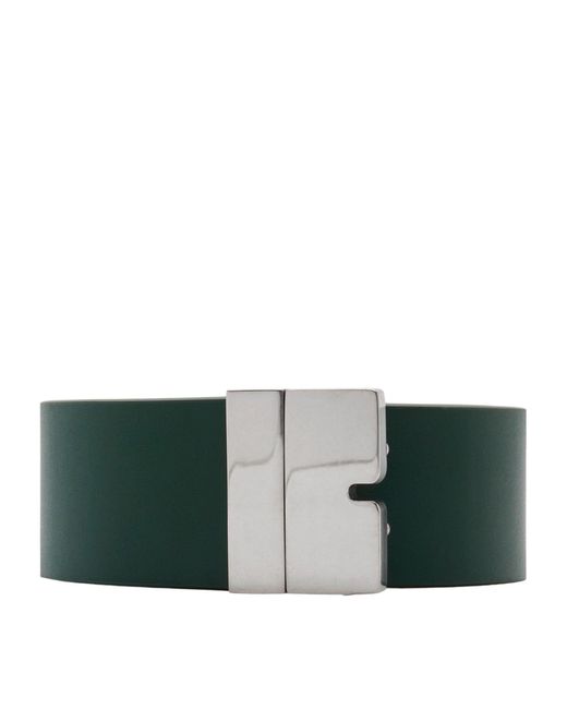 Burberry Green Leather Reversible B Cut Belt for men