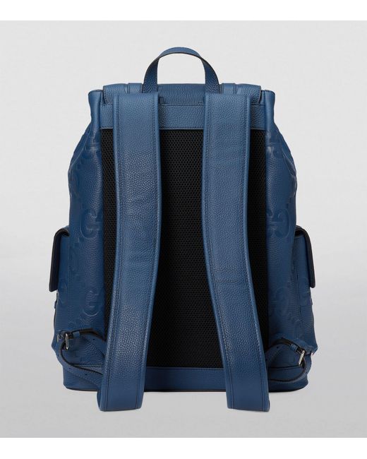Gucci Blue Leather Jumbo Gg Backpack for men