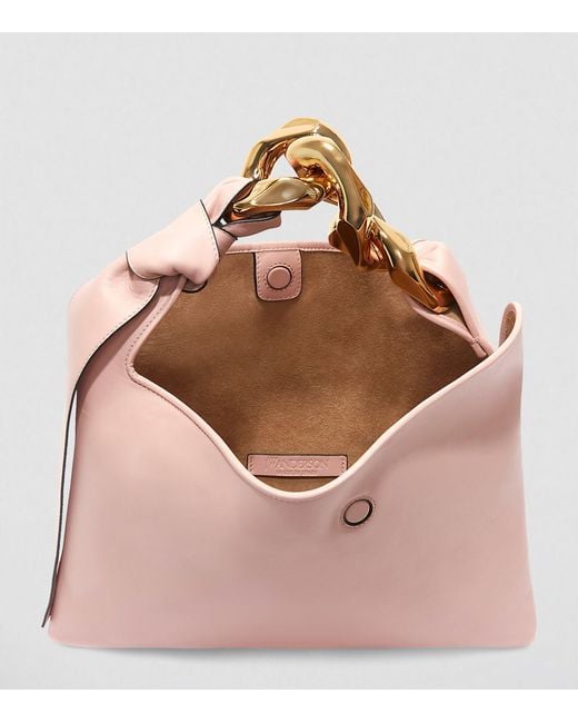 J.W. Anderson Pink Small Leather Chain Shoulder Bag
