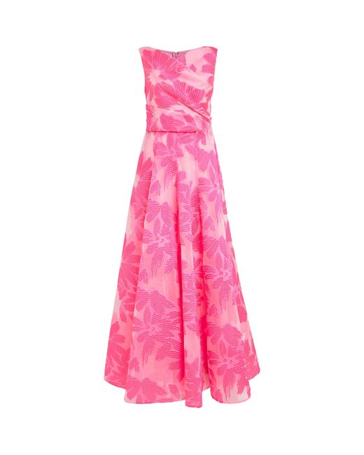 Talbot Runhof Pink Fil Coupé Draped Gown