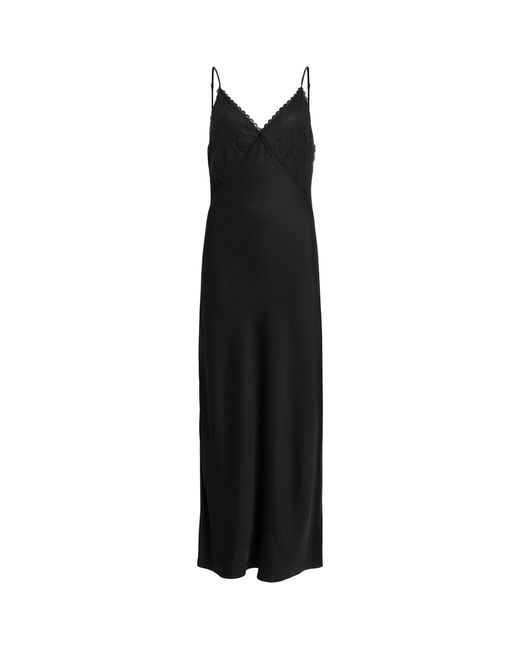 AllSaints Black Immy Slip Midi Dress