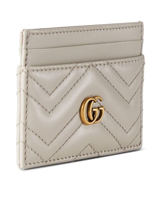 Gucci Gray Leather Gg Marmont Card Holder