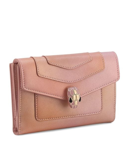 BVLGARI Pink Large Goat Leather Serpenti Forever Wallet