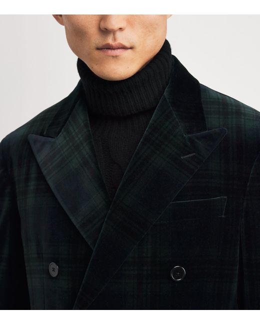 Polo Ralph Lauren Black Cotton Velvet Tartan Double-Breasted Blazer for men