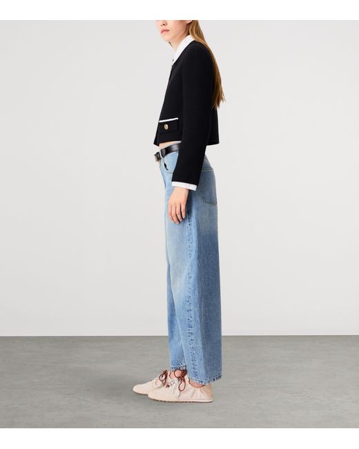 Maje Blue Knitted Glitter Jacket