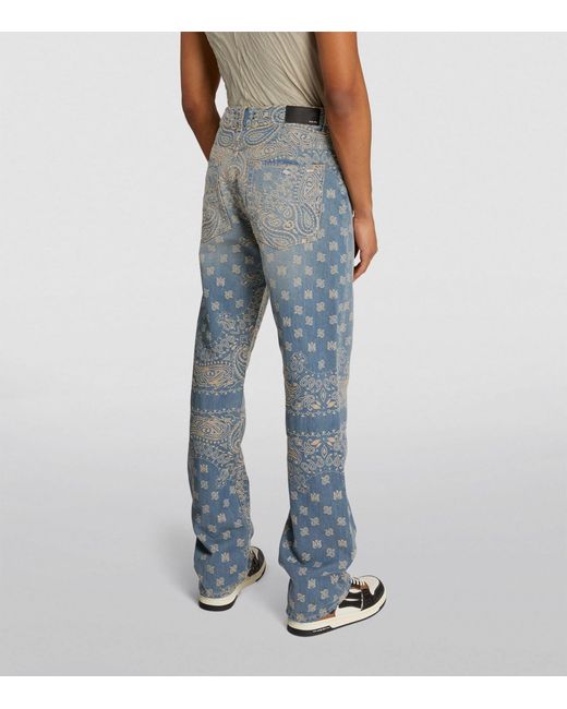 Amiri Blue Embroidered Straight Jeans for men
