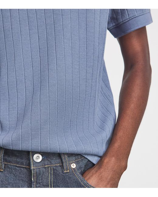 Vince Blue Pima Cotton Knit Polo Shirt for men