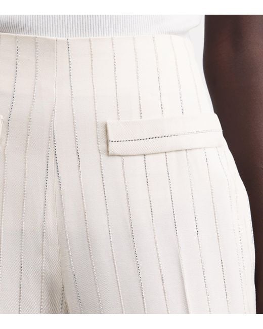 Sandro White Sequinned Stripe Trousers