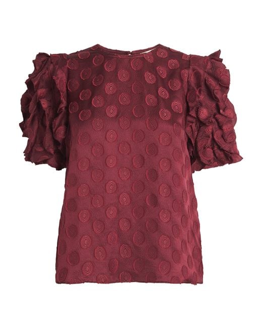Ulla Johnson Red Puff-Sleeve Opal Blouse