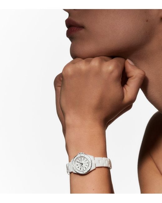Chanel White Ceramic And Steel J12 Calibre 12.2 Watch