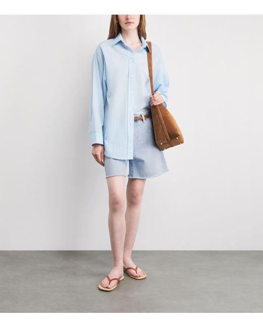 PAIGE Blue Archie Long Denim Shorts