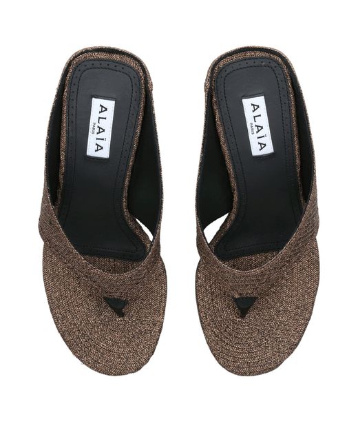 Alaïa Brown Raffia Cube Wedge Sandals 75