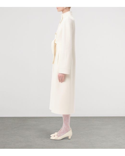 Valentino White Wool-Cashmere Double-Breasted Overcoat