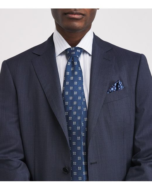 Isaia Blue Silk Floral Tie for men