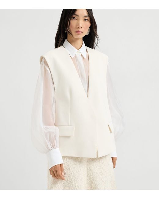 Brunello Cucinelli White Cotton Crepe Vest